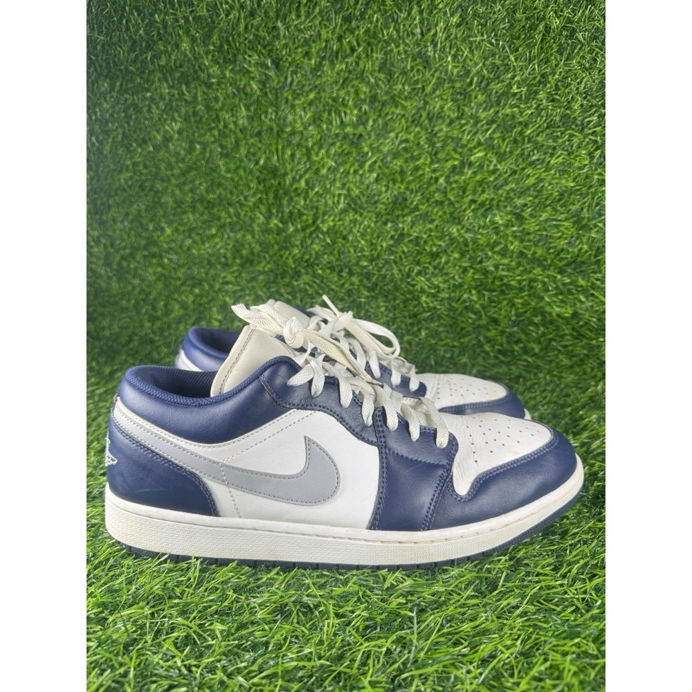Nike Air Jordan 1 Low Midnight Navy Wolf Grey 553558-141 Mens Size 13